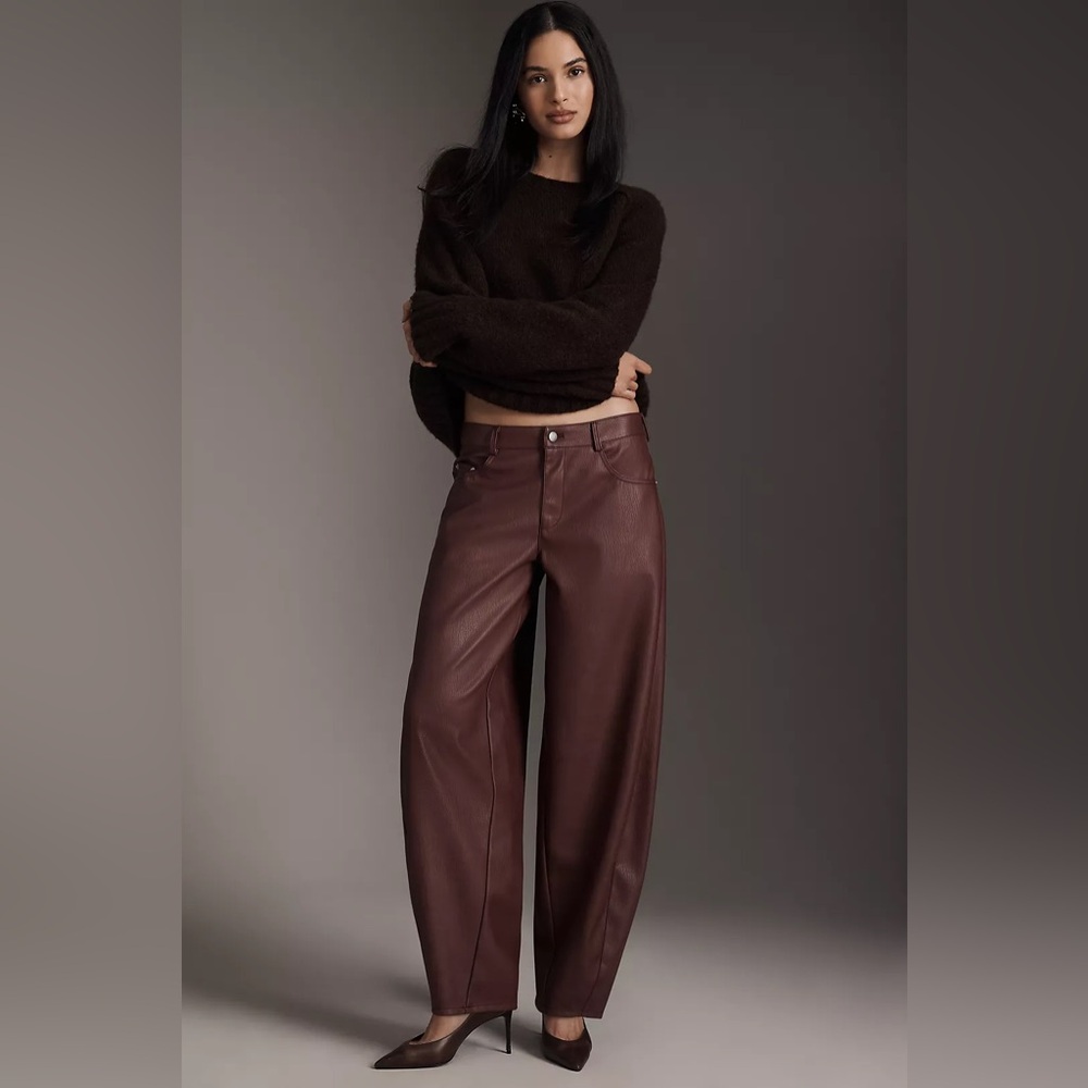 NWT Anthropologie Pilcro Faux Leather Twisted Balloon Pants - Picture 2 of 9